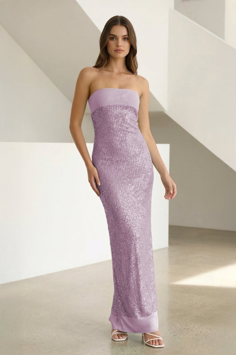 Sage Sheath Strapless Sequined Long Prom Dresses Evening Dresses, product image 26