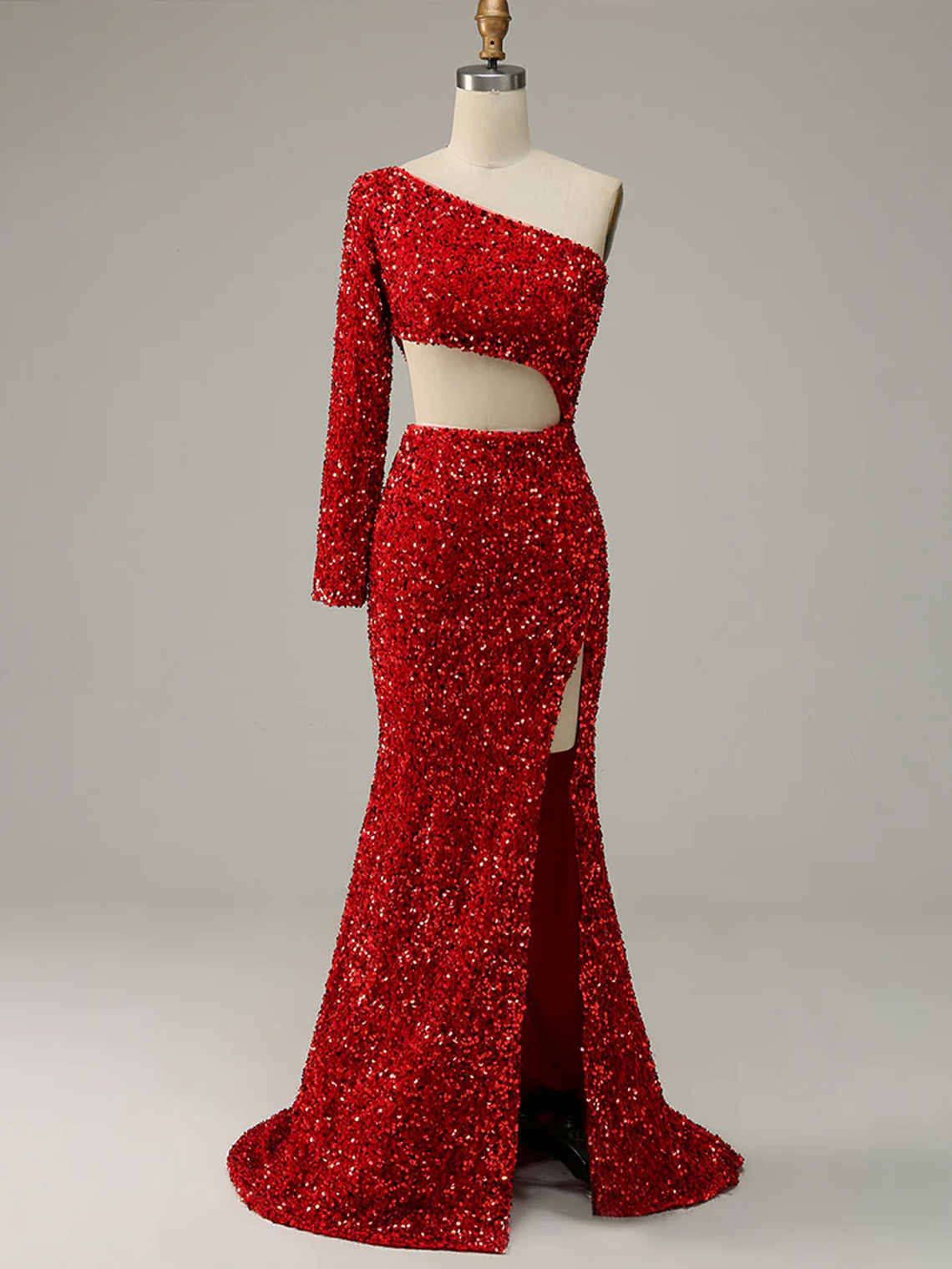 Sexy Mermaid Sequin Sweetheart with Sleeves Long Prom Dress 