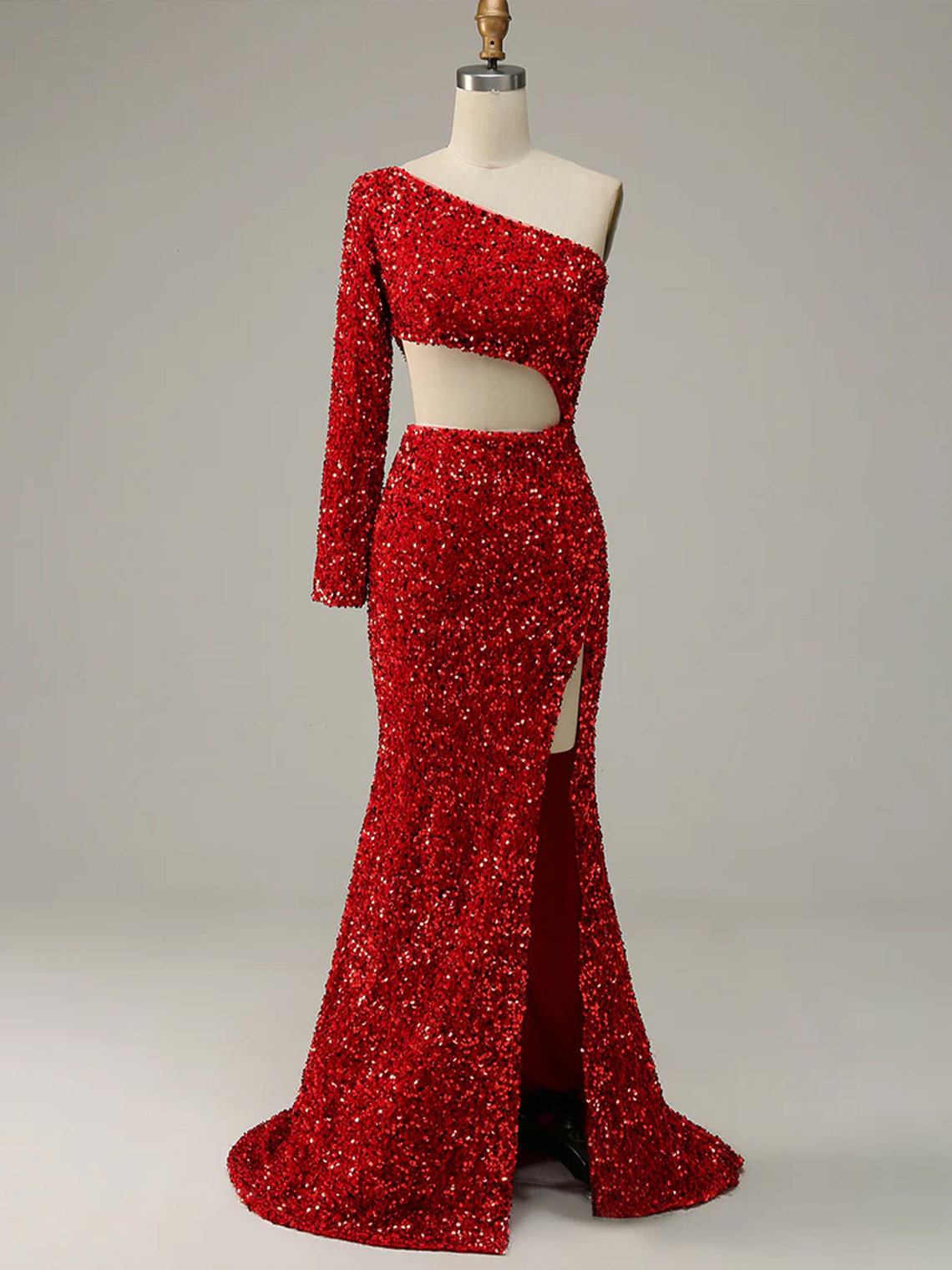 Sexy Mermaid Sequin Sweetheart with Sleeves Long Prom Dress 