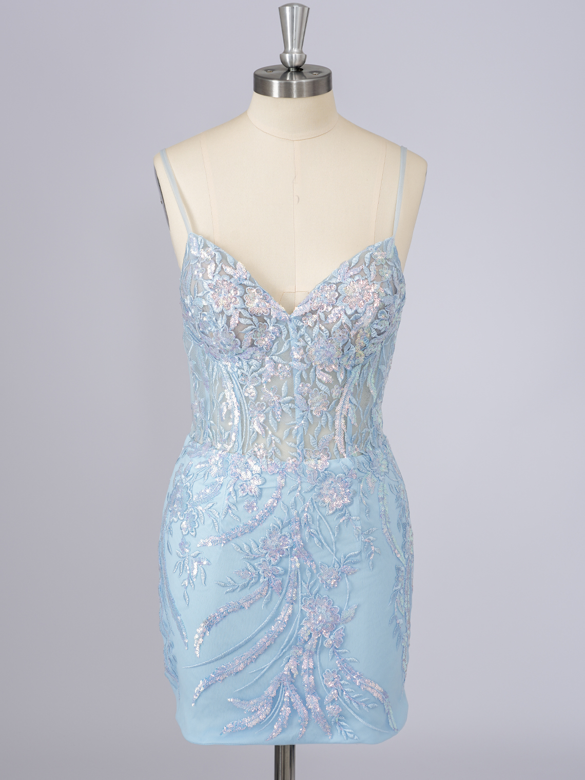 Sparkle Tulle Spaghetti Appliques With Sequin Short Homecoming Dress