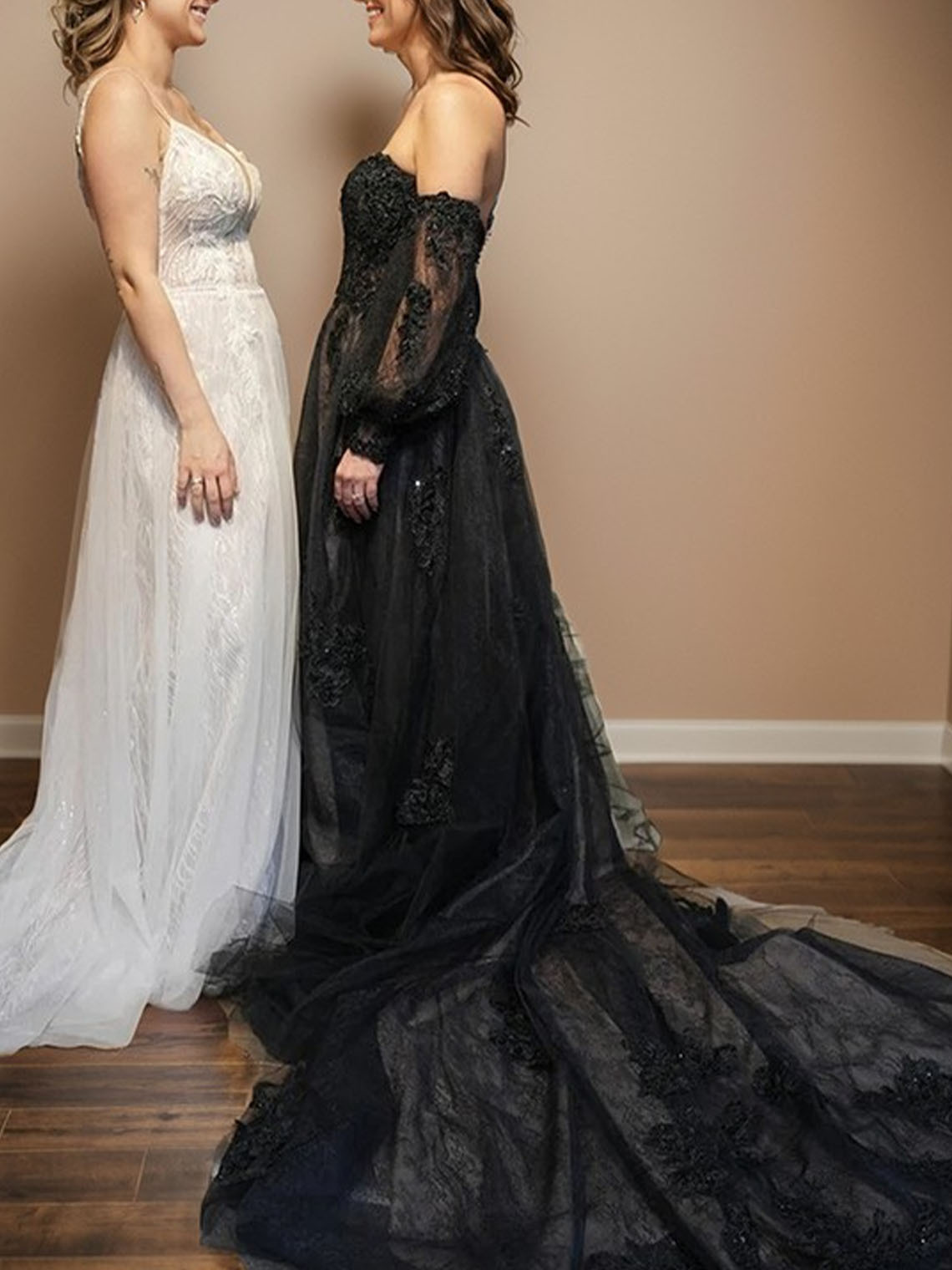 Ball Gown Tulle Sweetheart  With Appliques Black  Wedding Dress