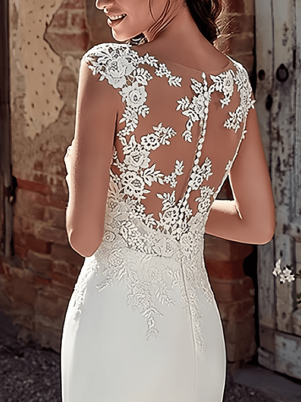 Mermaid/Trumpet Beach Open Back Wedding Dress Illusion With Appliques