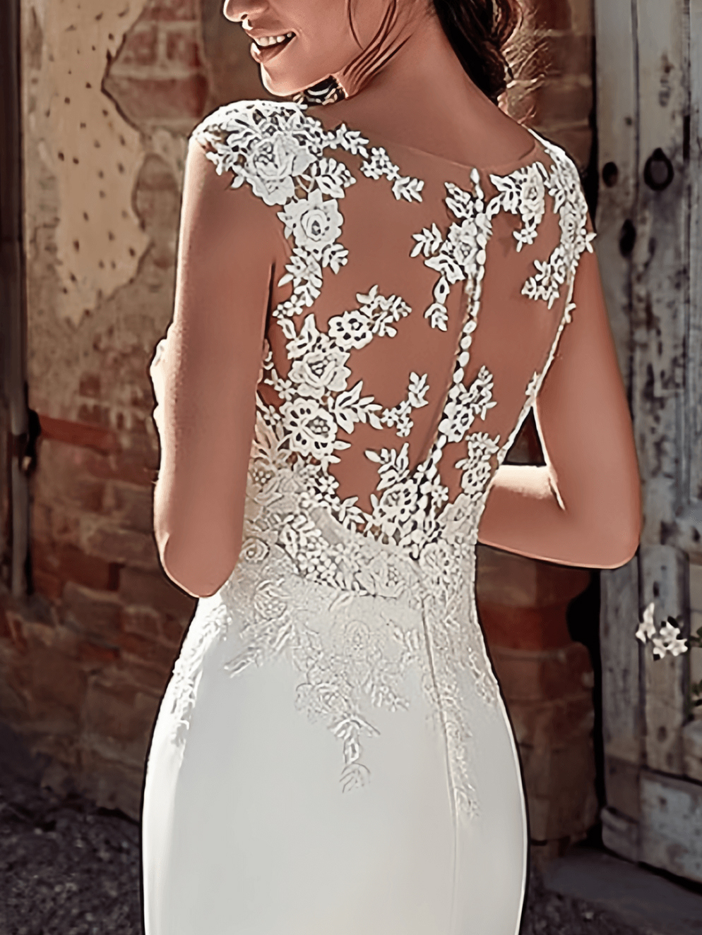 Mermaid/Trumpet Beach Open Back Wedding Dress Illusion With Appliques