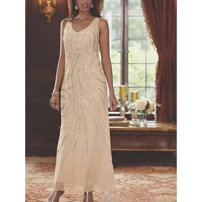 Two Piece Sheath Column Ankle Length Beaded Eembroidered Wedding Guest Dress Formal Dresses Mother of the Bride Dress