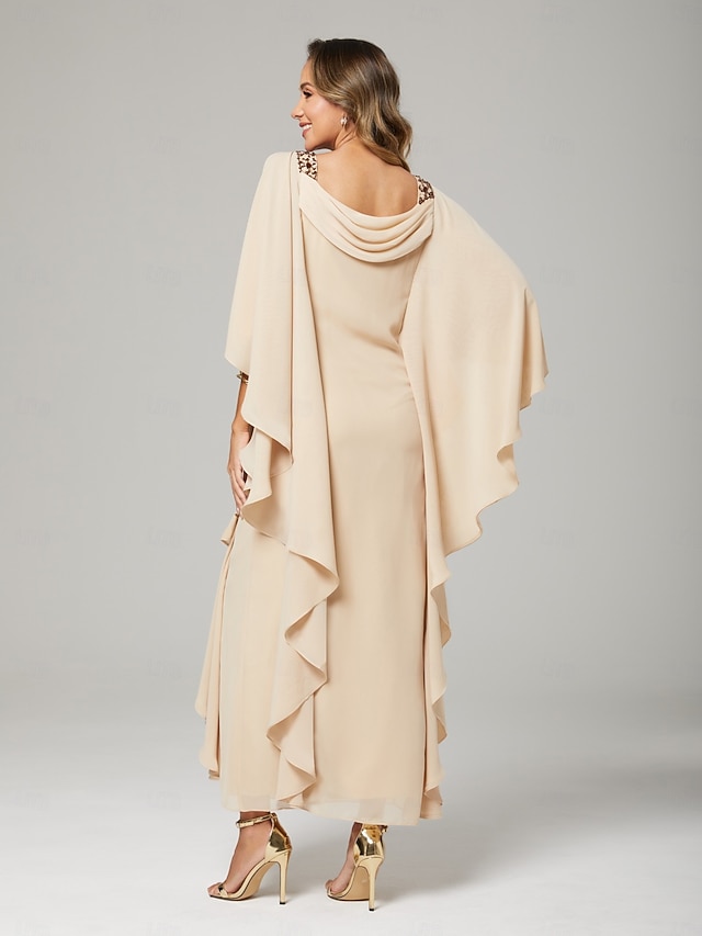 sheath column floor length mother of the bride dresses wedding guest dresses cocktail dresses party dresses half sleeve jewel neck elegant plus size, supplier image 26