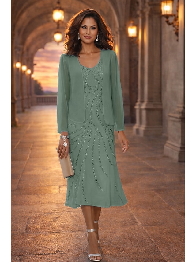two piece sheath column mother of the bride dresses wedding guest dresses formal dresses chiffon, supplier image 24