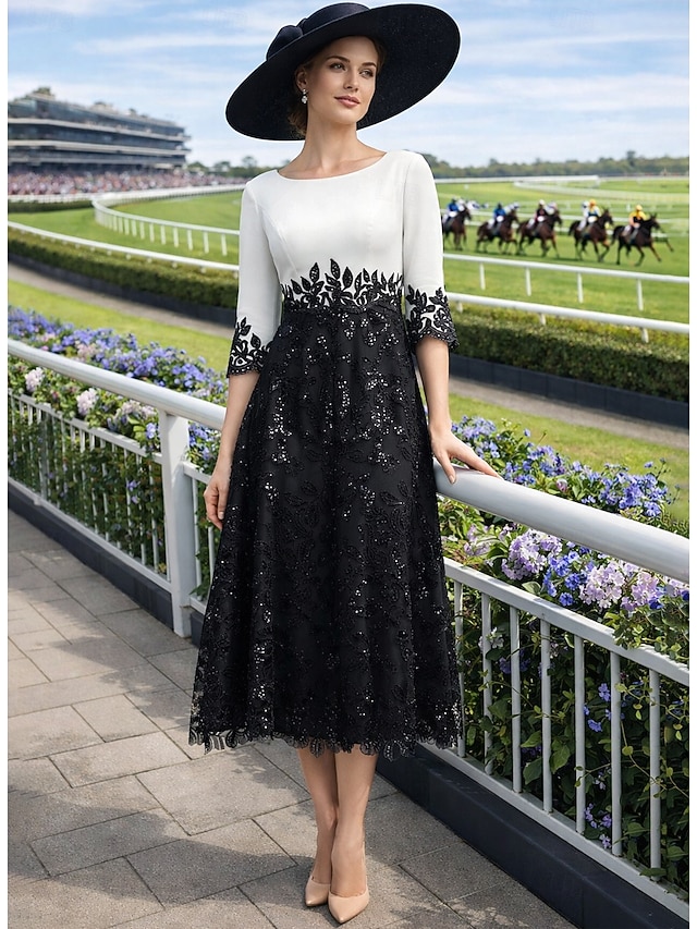a-line mother of the bride dresses wedding guest dresses cocktail dresses party dresses tea length, supplier image 1