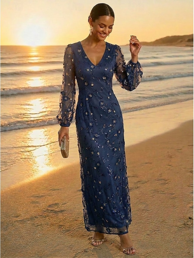 sheath column mother of the bride dresses cocktail dresses party dresses ankle length lace tulle, supplier image 1