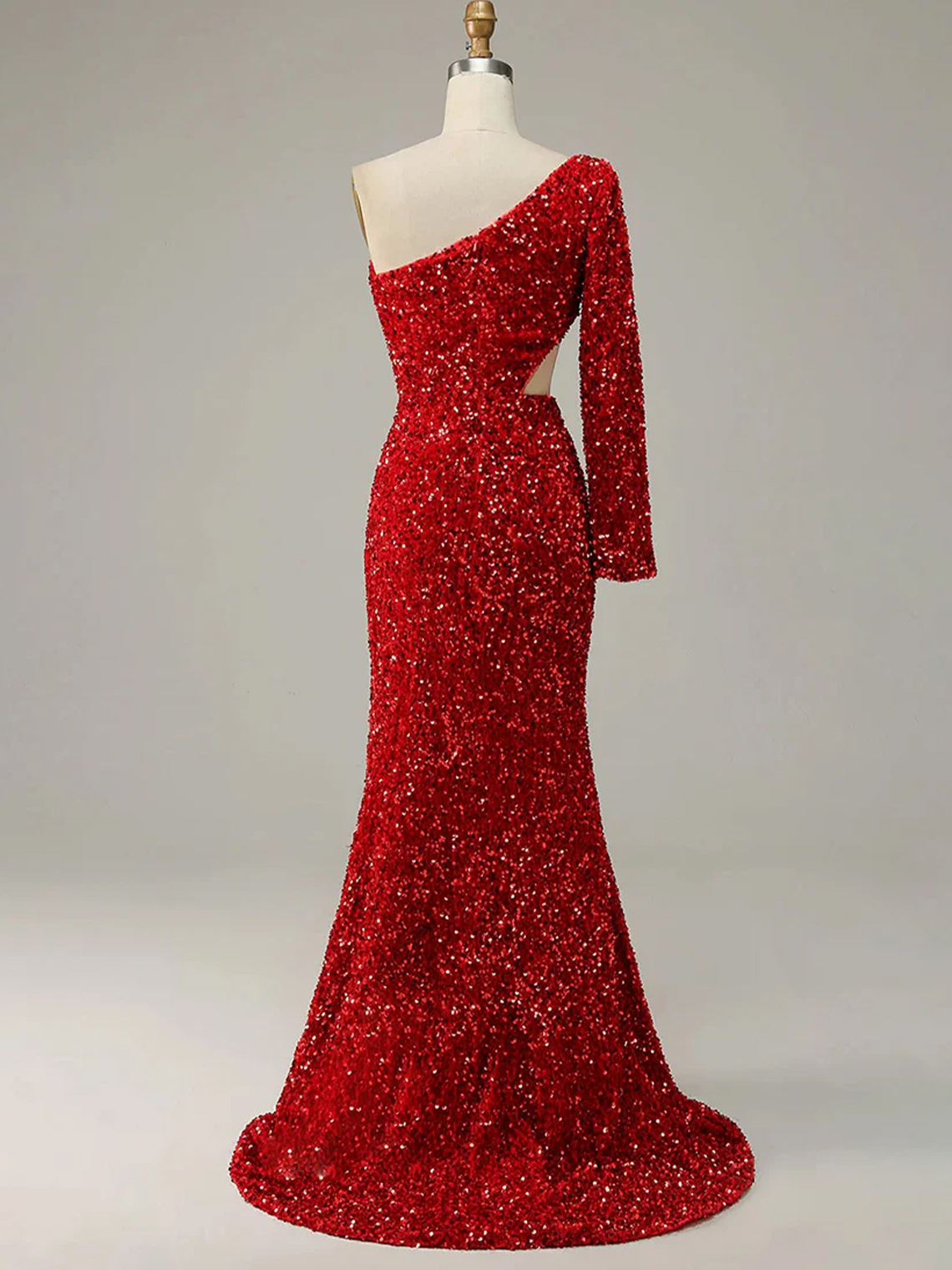 Sexy Mermaid Sequin Sweetheart with Sleeves Long Prom Dress 