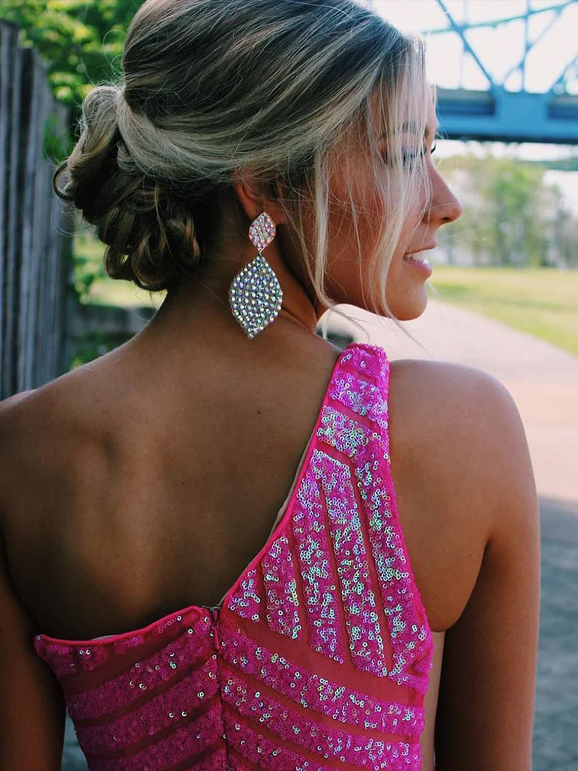 Sexy Mermaid Sequin One Shoulder Long Prom Dress