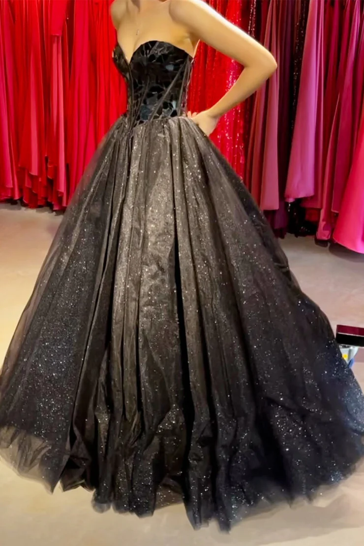 Off-the-Shoulder A-Line&Princess Sweetheart Sleeveless Floor Length Long Prom Gown 