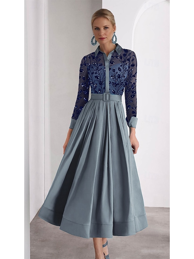 a-line mother of the bride dresses party dresses floor length satin long sleeve elegant vintage, supplier image 7
