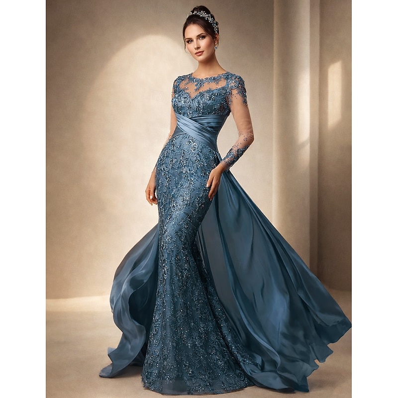 Mermaid Trumpet Sweep Brush Train Wedding Guest Dress Formal Dresses Evening Gown Mother of the Bride Dress