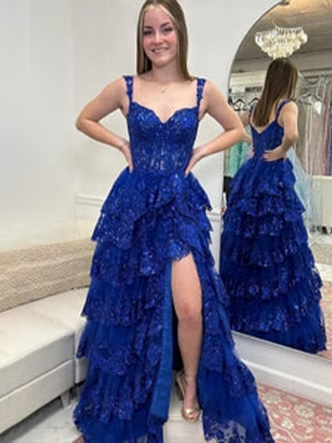 A Line Off the Shoulder with Appliques Long Prom Dress