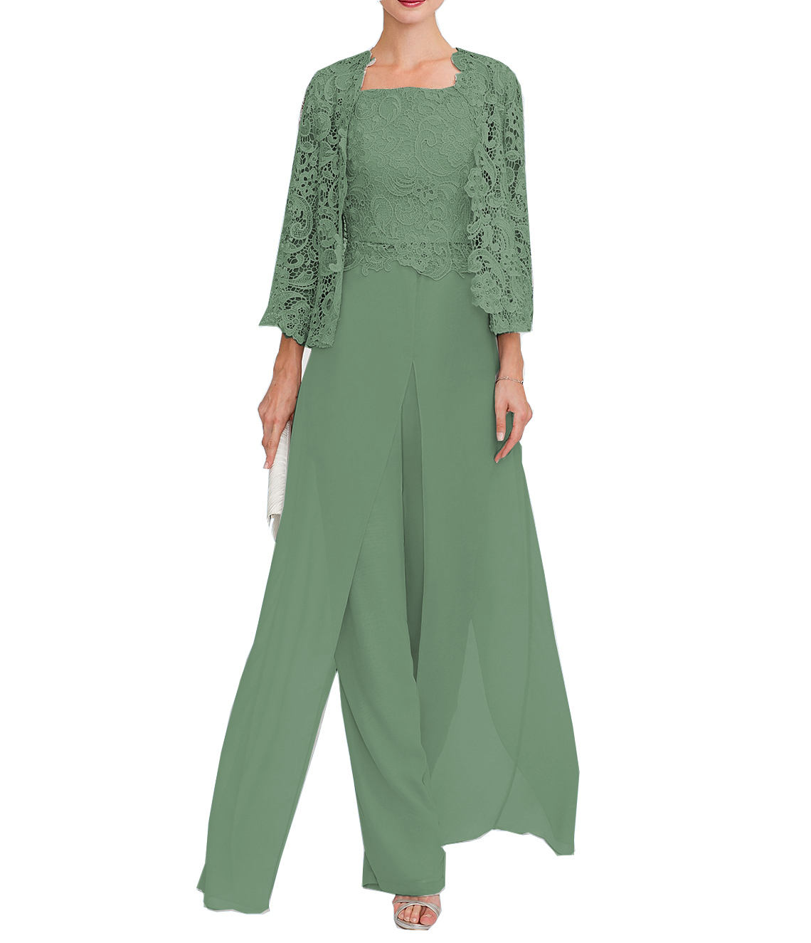 Jumpsuit Pantsuit 3 Piece Floor Length Mother of the Bride Dress 