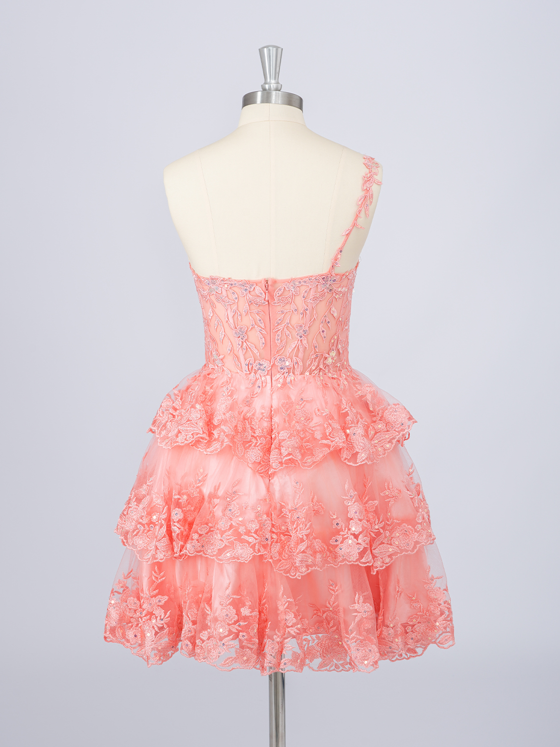 A-Line Tulle One Shoulder Sequin With Appliques Short Homecoming Dress