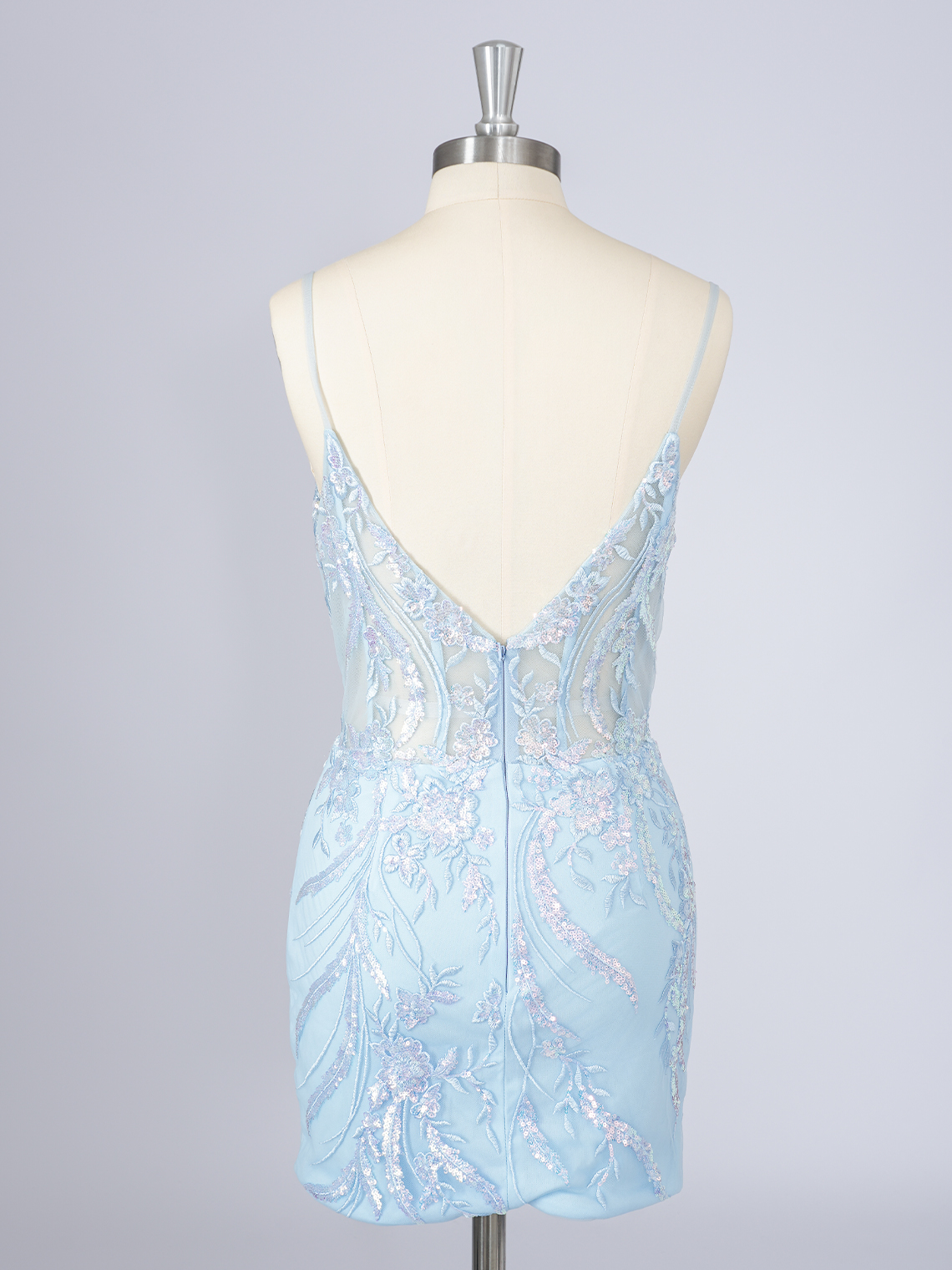 Sparkle Tulle Spaghetti Appliques With Sequin Short Homecoming Dress