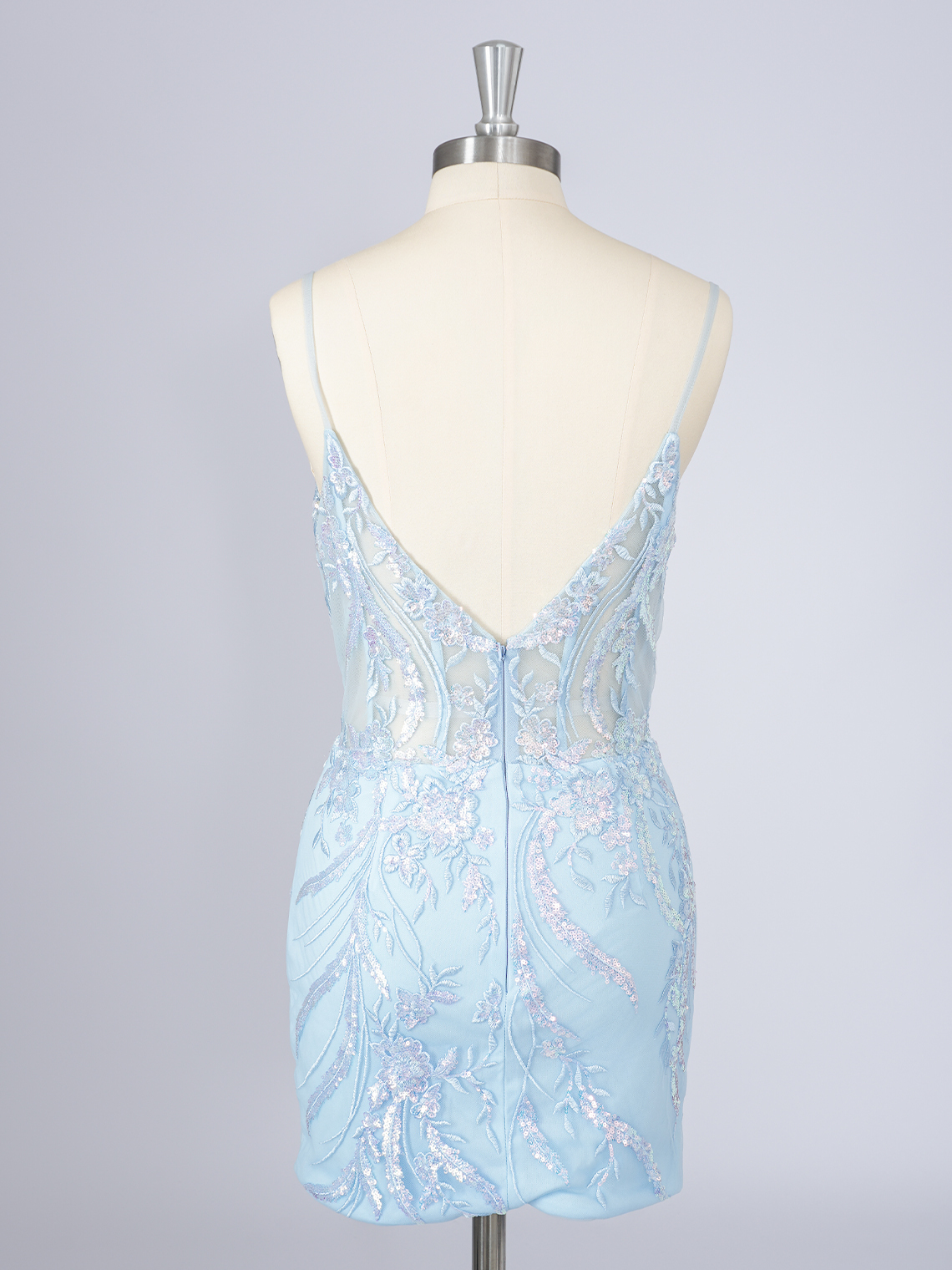 Sparkle Tulle Spaghetti Appliques With Sequin Short Homecoming Dress