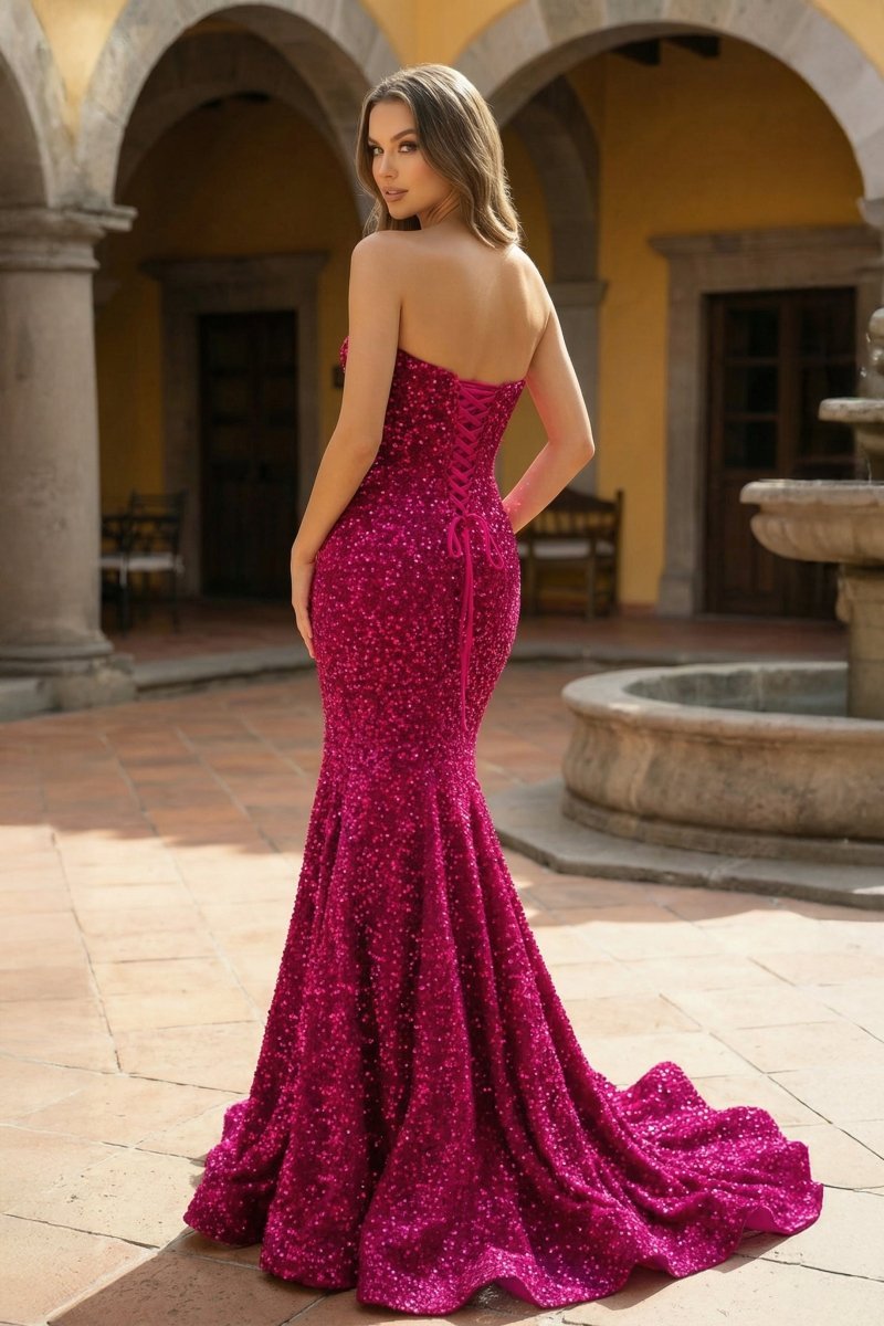 Mermaid Sweetheart Neck Sequins Prom Dresses Evening Dresses, product image 5