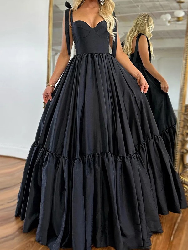 A-line Sweetheart Ruffles Floor-Length Taffeta Prom Dress