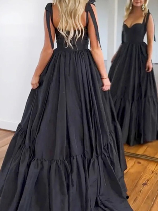 A-line Sweetheart Ruffles Floor-Length Taffeta Prom Dress