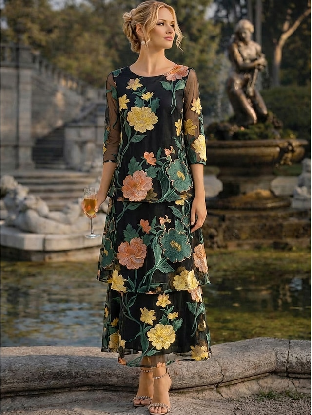 a-line mother of the bride dresses cocktail dresses party dresses ankle length chiffon half sleeve, supplier image 12