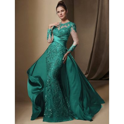 Mermaid Trumpet Sweep Brush Train Wedding Guest Dress Formal Dresses Evening Gown Mother of the Bride Dress