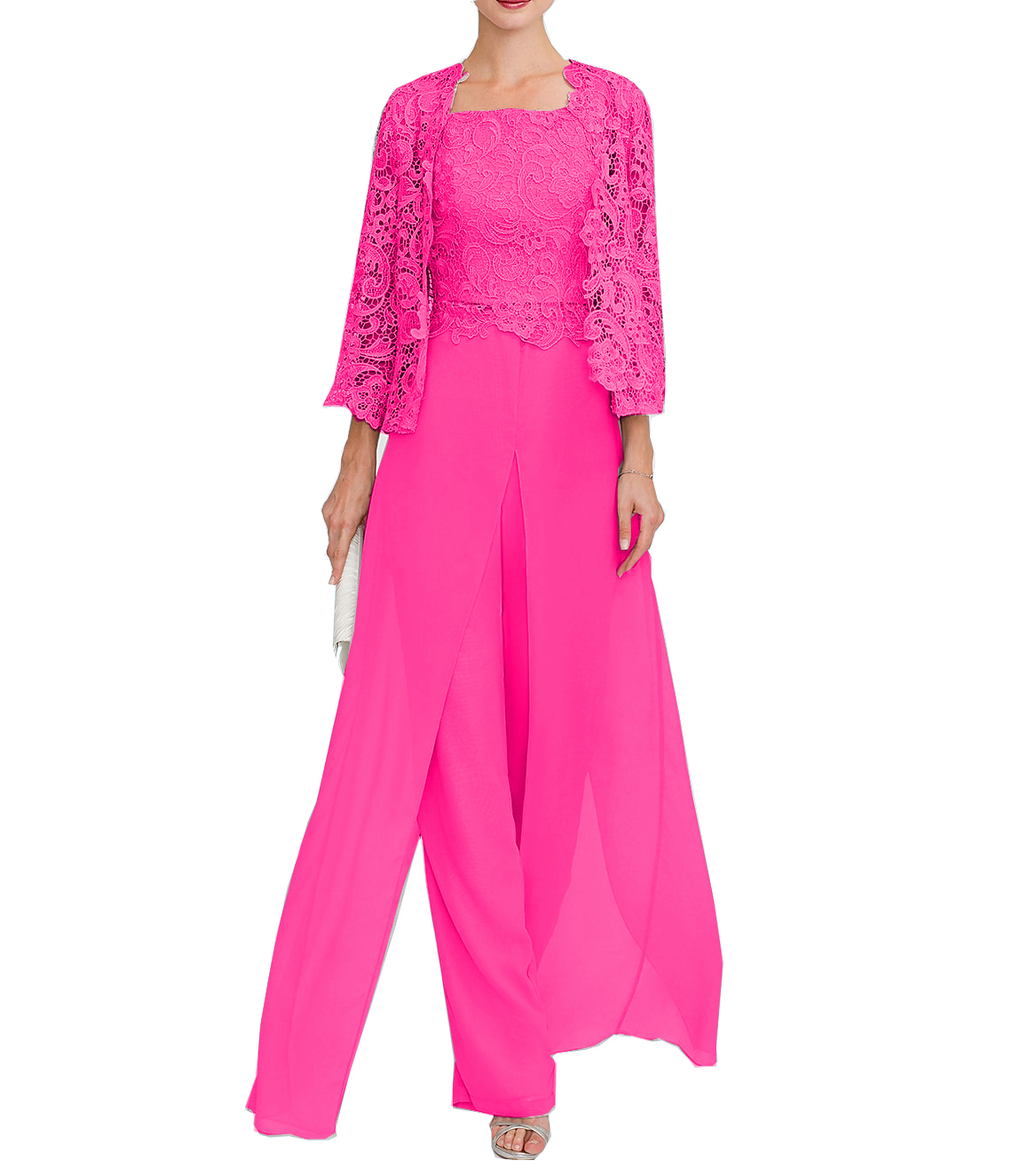 Jumpsuit Pantsuit 3 Piece Floor Length Mother of the Bride Dress 
