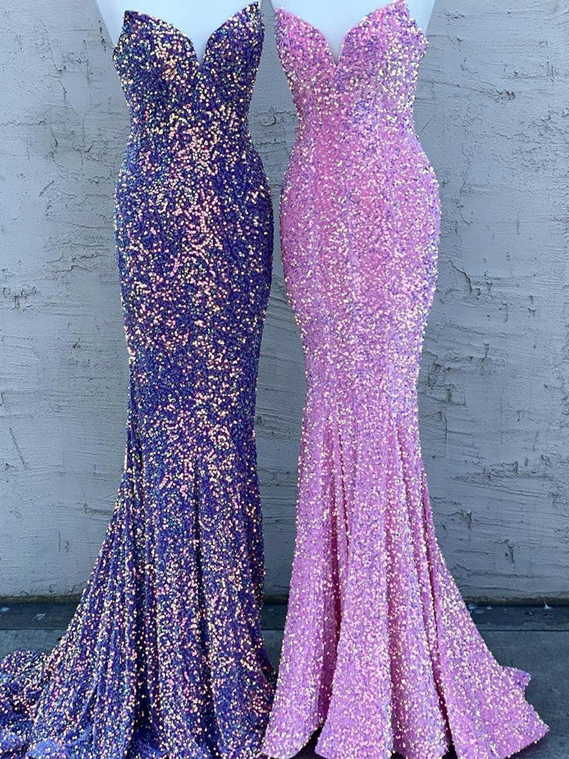 Sparkle Mermaid Sequin Sweetheart Sleeveless Tight Prom Dress