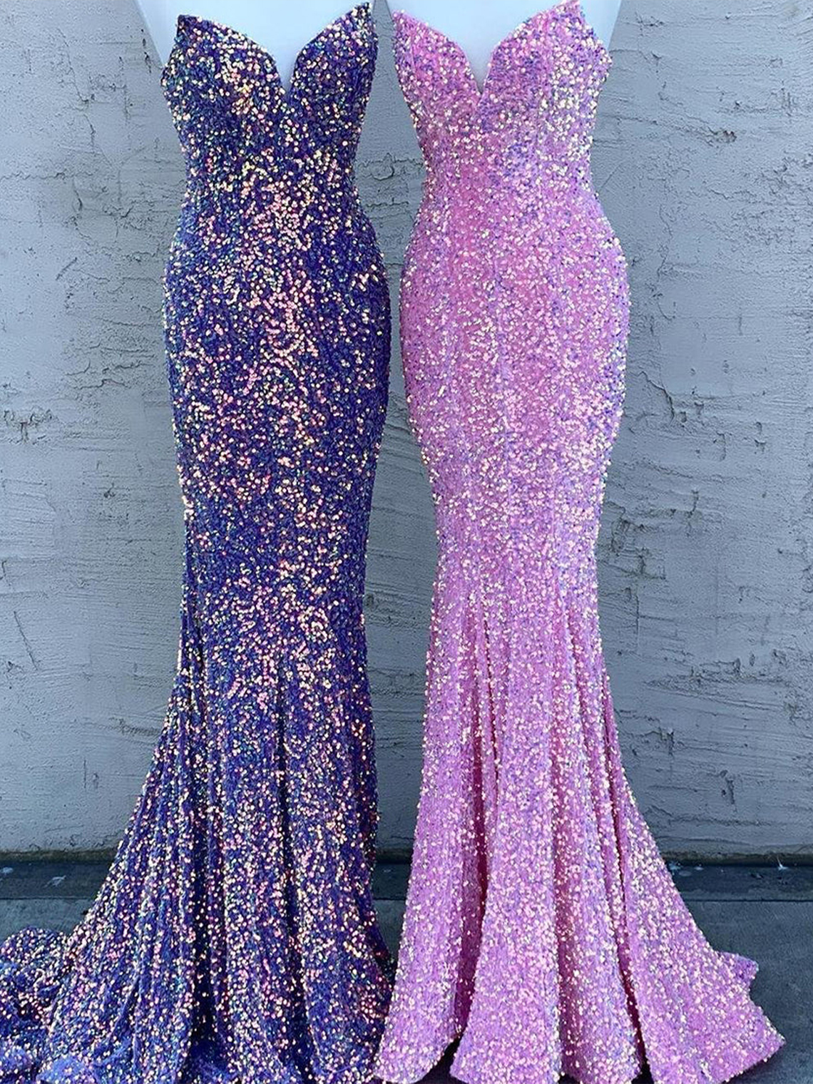 Sparkle Mermaid Sequin Sweetheart Sleeveless Tight Prom Dress