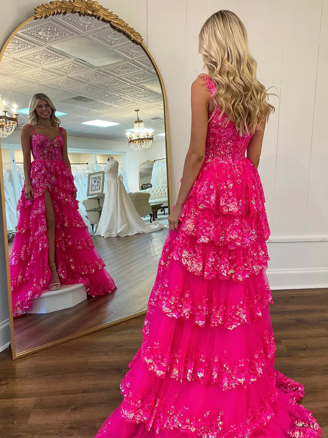 A Line Off the Shoulder with Appliques Long Prom Dress