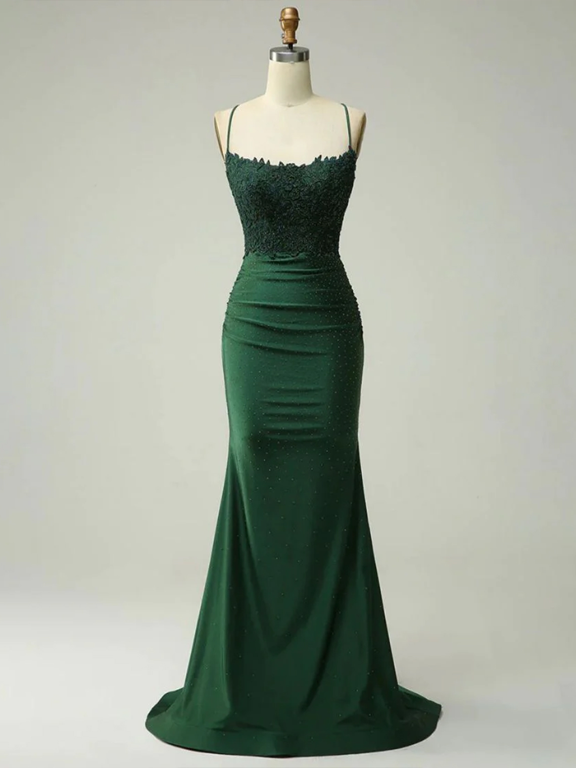Mermaid Sleeveless Backless with Appliques Long Tight Prom Dress