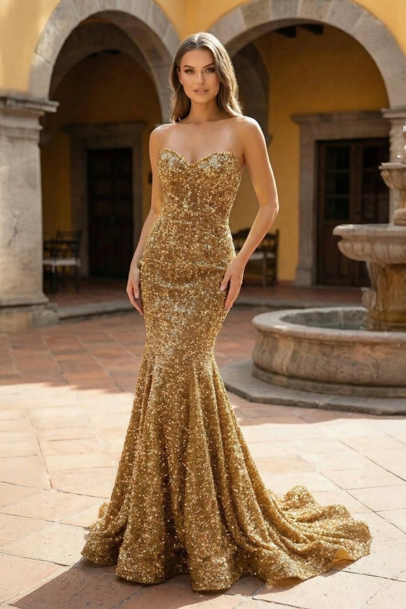 Mermaid Sweetheart Neck Sequins Prom Dresses Evening Dresses, product image 10