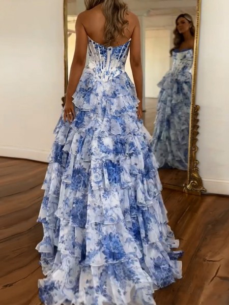 A-line Splendid Sweetheart Sweep Train Corset Formal Dress