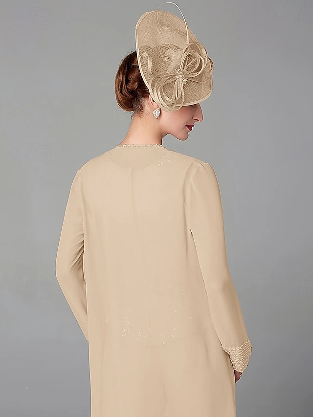 3 piece jumpsuit pantsuit mother of the bride dresses floor length chiffon with beading long sleeve, supplier image 14