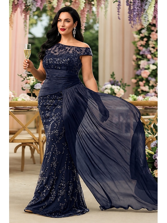 sheath column floor-length mother of the bride dress prom dress evening gown short sleeves elegant, supplier image 1