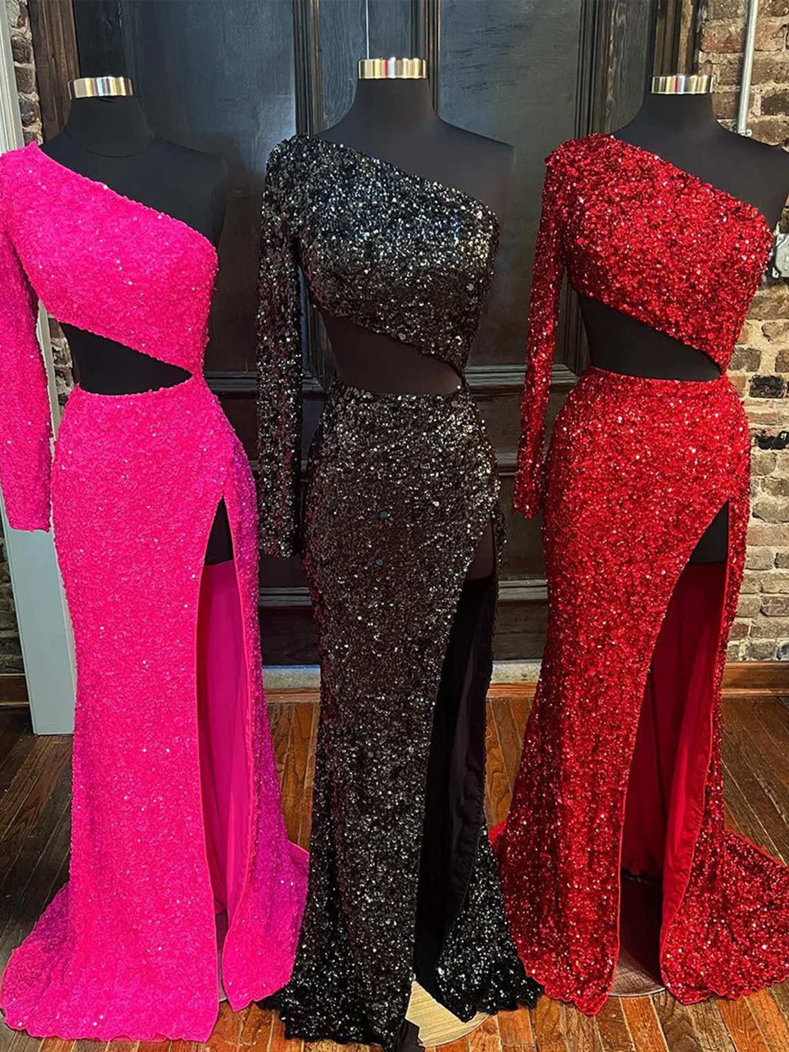 Sexy Mermaid Sequin Sweetheart with Sleeves Long Prom Dress 