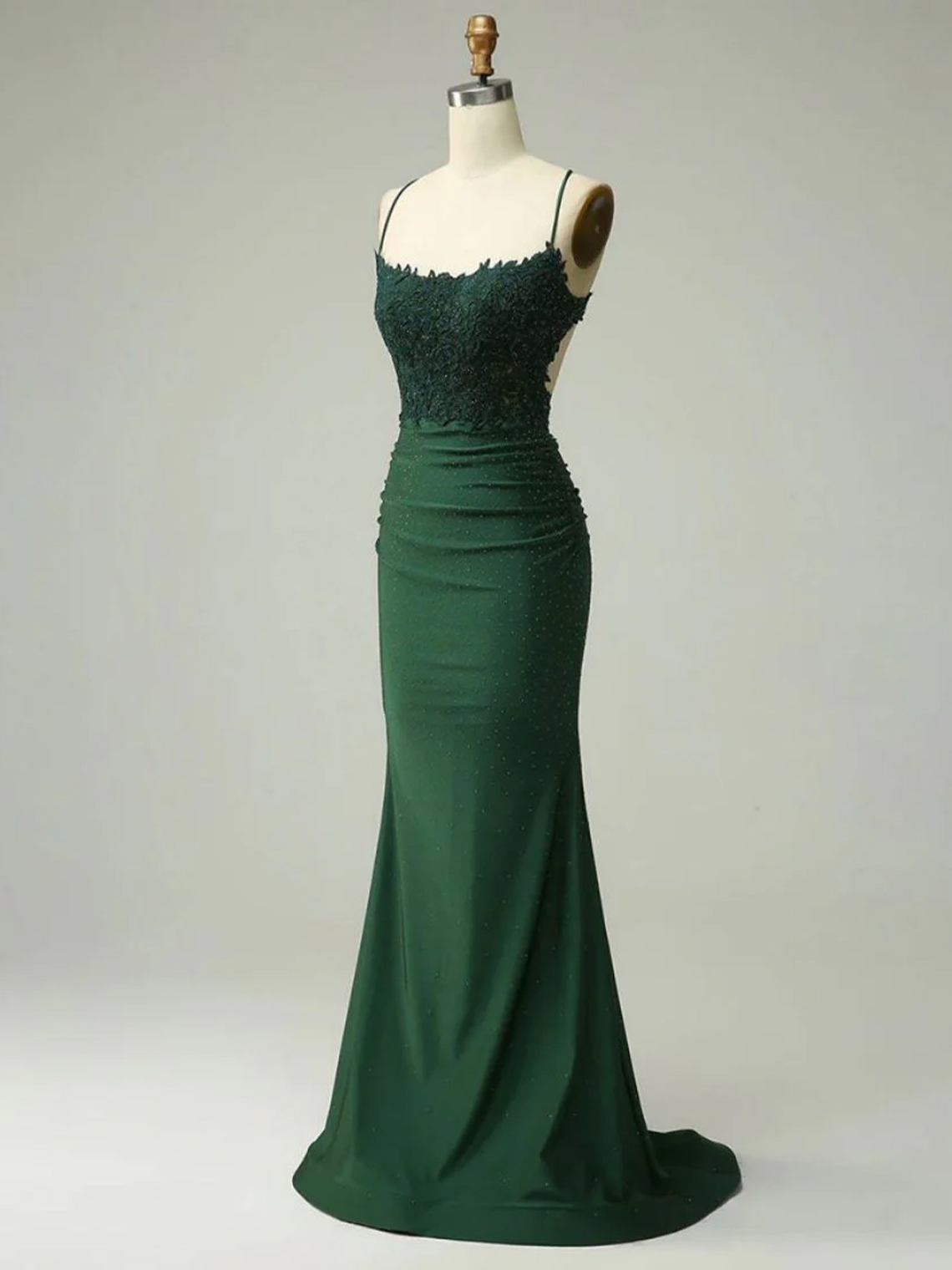 Mermaid Sleeveless Backless with Appliques Long Tight Prom Dress