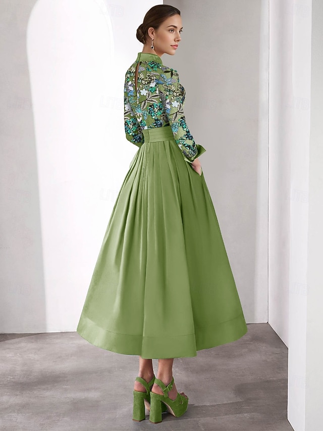 a-line mother of the bride dresses party dresses floor length satin long sleeve elegant vintage, supplier image 2