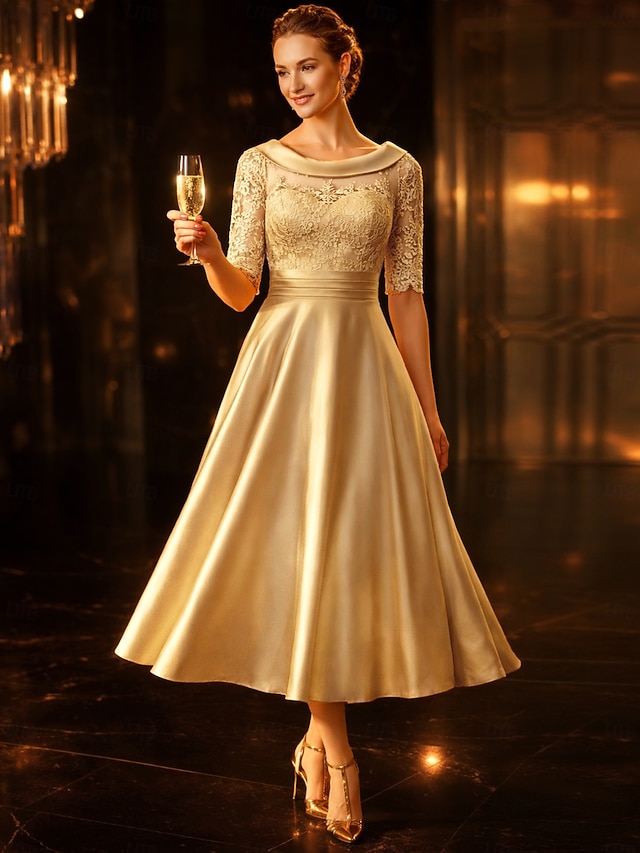 a-line mother of the bride dresses wedding guest dresses cocktail dresses party dresses tea length, supplier image 1