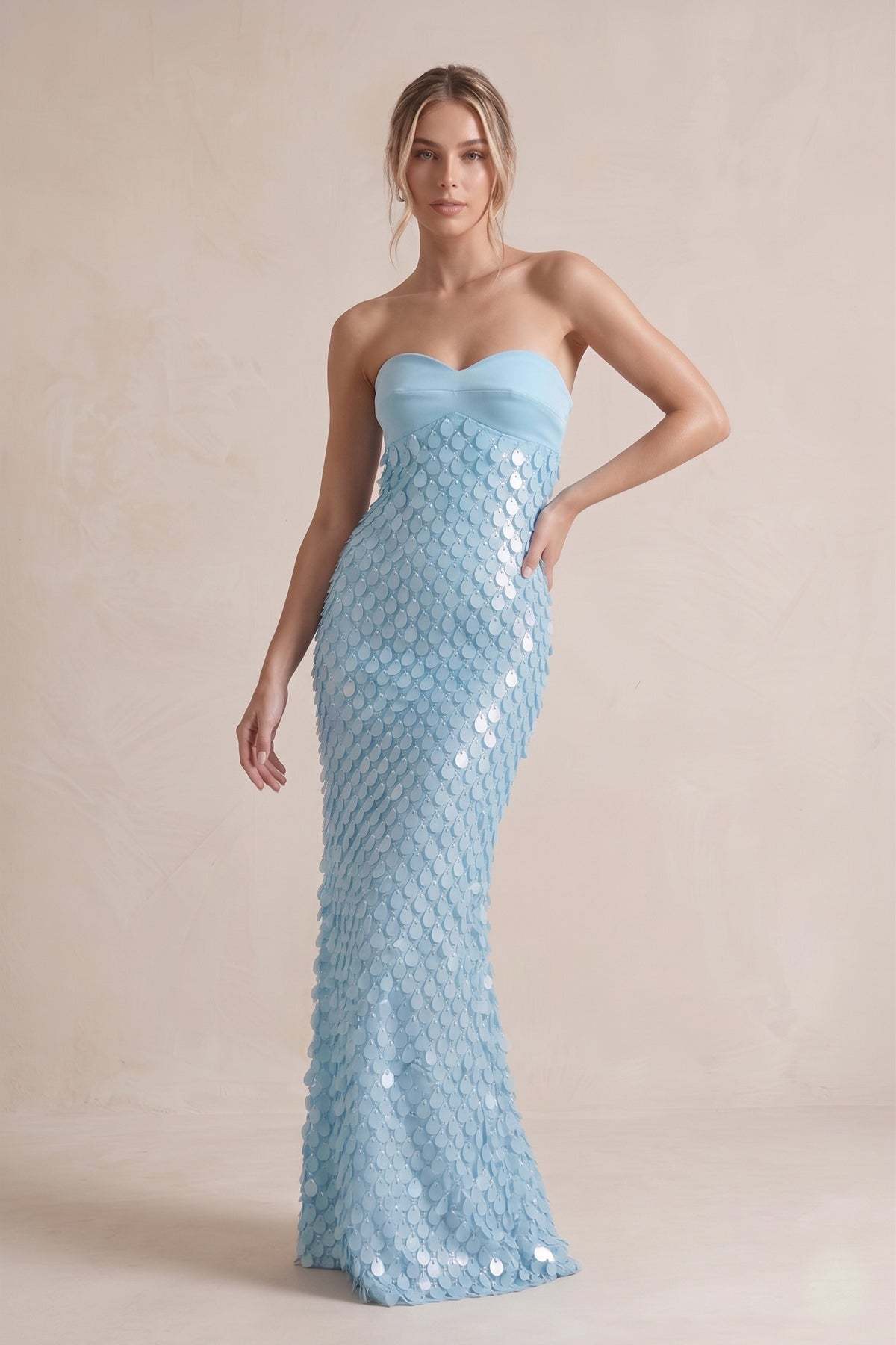 Pink Sheath Sweetheart Long Prom Dresses with Sequins Evening Dresses, product image 10