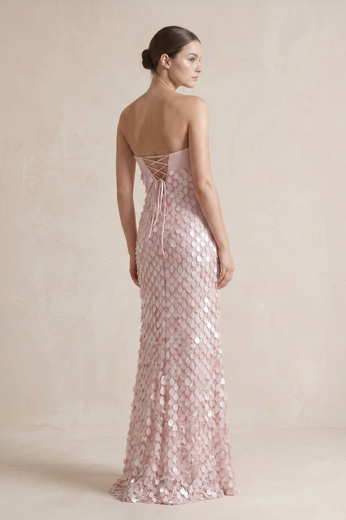 Pink Sheath Sweetheart Long Prom Dresses with Sequins Evening Dresses, product image 2
