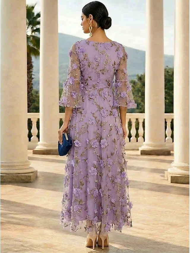 a-line mother of the bride dresses cocktail dresses party dresses ankle length lace tulle elegant, supplier image 2