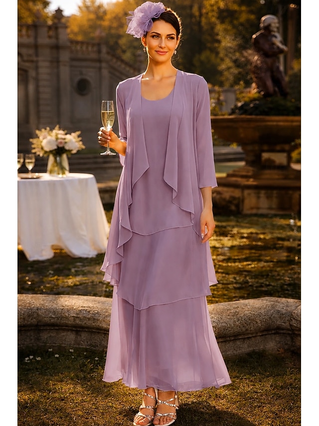 sheath column ankle length mother of the bride dresses wedding guest dresses sleeveless elegant simple chiffon, supplier image 12