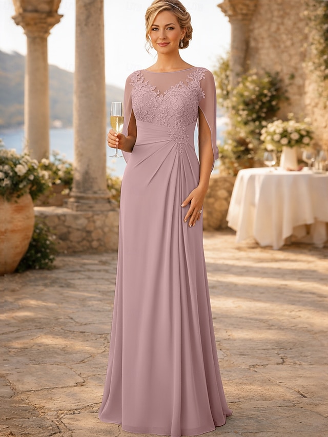 sheath column mother of the bride dresses wedding guest dresses formal dresses evening gown chiffon in Dusty Rose, US14
