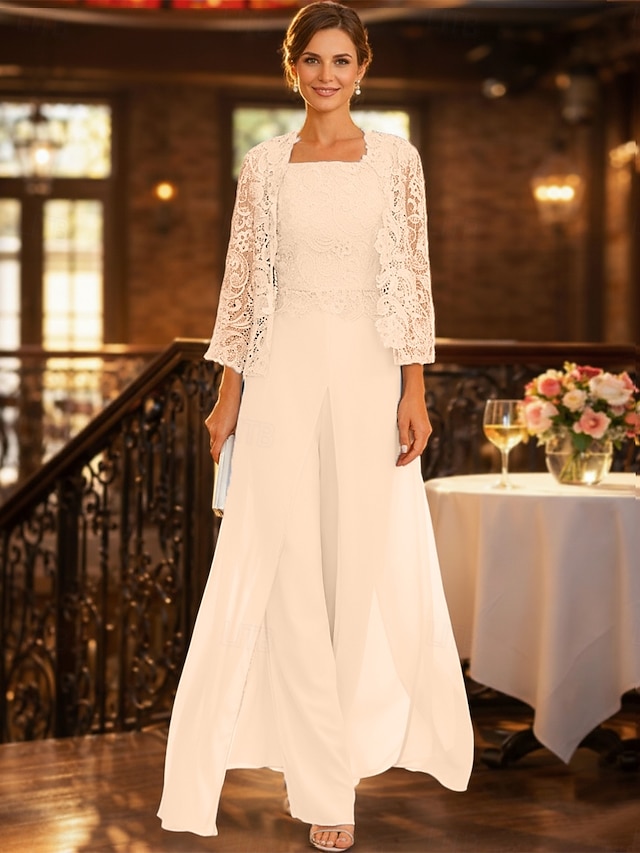 jumpsuit pantsuit mother of the bride dresses floor length chiffon lace with appliques sleeveless, supplier image 12