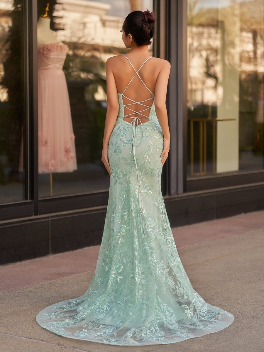 Mermaid Scoop Lace Long Prom Dresses Evening Dresses, product image 19