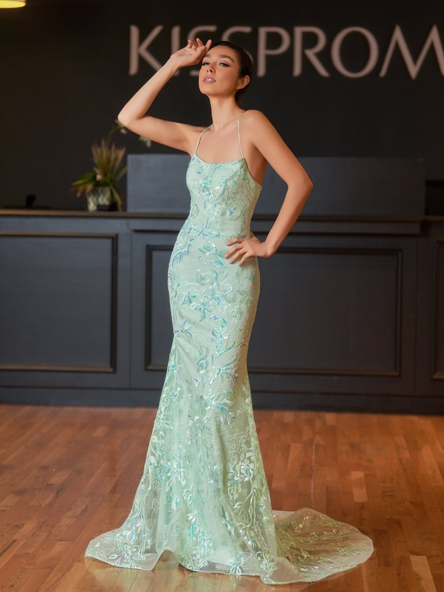 Mermaid Scoop Lace Long Prom Dresses Evening Dresses, product image 21