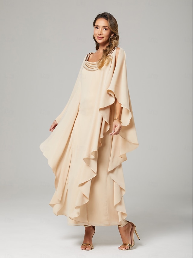 sheath column floor length mother of the bride dresses wedding guest dresses cocktail dresses party dresses half sleeve jewel neck elegant plus size, supplier image 28
