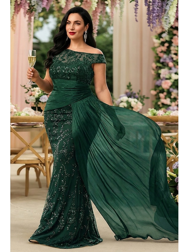 sheath column floor-length mother of the bride dress prom dress evening gown short sleeves elegant, supplier image 4